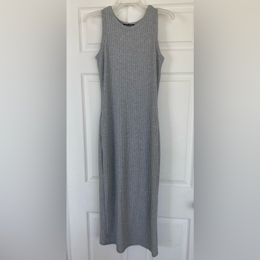 See You Monday NWT Gray Sleeveless Ribbed Dress